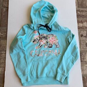 Graphic Turquoise Hooded Sweatshirt California
